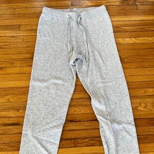 NEW Kinross Cashmere Doubleknit Lurex Drawstring Pant Stone S $330